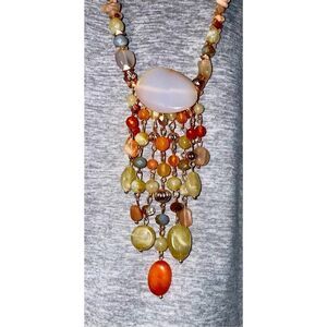 Vintage Boho Beaded Fringe Necklace by C1946